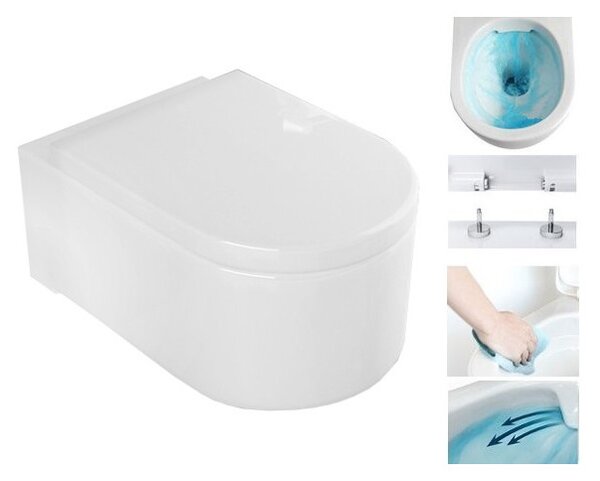 Mexen SOFIA Rimless závěsná wc mísa se sedátkem s pomalým zavíráním, 49 x 37 cm, bílá, 30541000