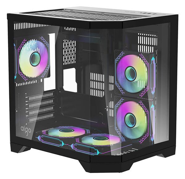 DarkFlash Počítačová skříň Darflash FT350 + 5 ventilátorů aRGB (černá)
