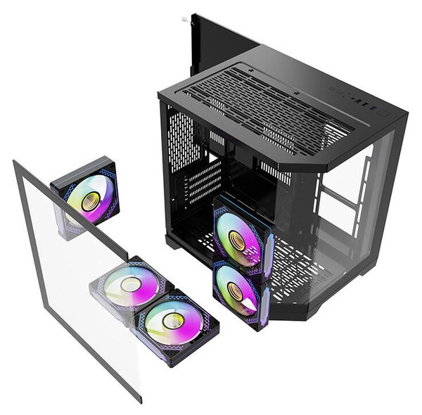 DarkFlash Počítačová skříň Darflash FT350 + 5 ventilátorů aRGB (černá)