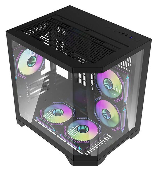 DarkFlash Počítačová skříň Darflash FT350 + 5 ventilátorů aRGB (černá)