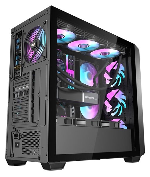 Počítačová skříň Darkflash DS900WD (černá) + 4 ventilátory