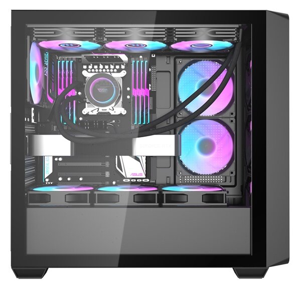 Počítačová skříň Darkflash DS900WD (černá) + 4 ventilátory