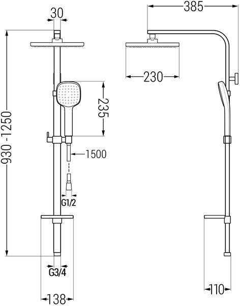 Mexen - Sprchový sloup Q33, chrom/bílá, 798333395-02