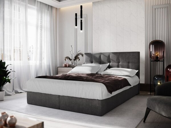 Čalouněná boxspringová postel 180x200 PURAM - šedá
