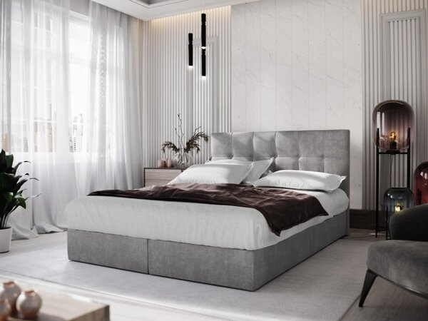 Čalouněná boxspringová postel 180x200 PURAM - světle šedá
