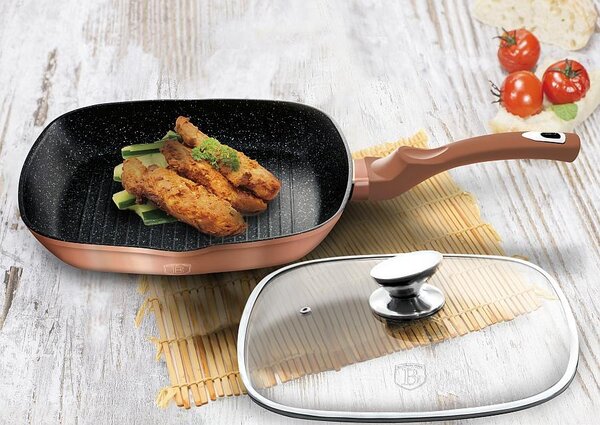 Pánev grilovací s mramorovým povrchem a poklicí 28 cm Rosegold Metallic Line