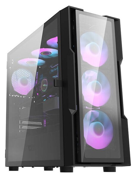Skleněná počítačová skříň Darkflash DK431 + 4 ventilátory (černá)