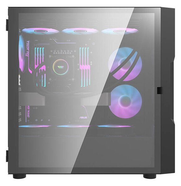 Skleněná počítačová skříň Darkflash DK431 + 4 ventilátory (černá)