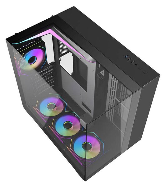 Počítačová skříň Darkflash TH285 se 4 ventilátory (černá)