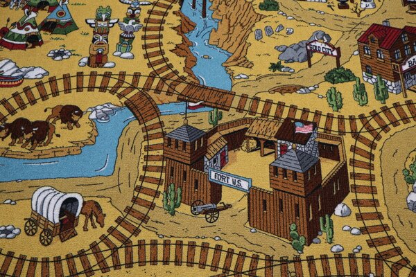 Dětský kusový koberec Western čtverec - 300x300 cm