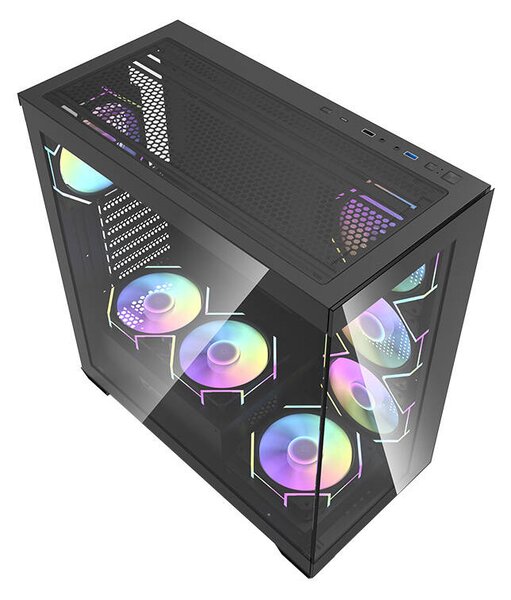 Počítačová skříň Darkflash DS900 (černá) + 7 ventilátorů ARGB
