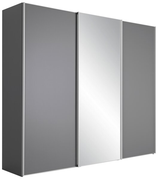 ŠATNÍ SKŘÍŇ SE ZRCADLEM, tmavě šedá, 280/240/68 cm Moderano - Šatní skříně