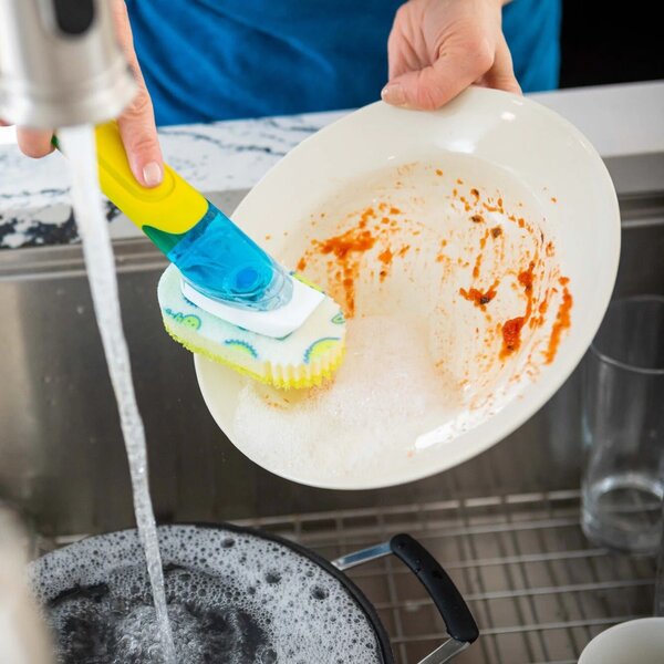 SRUB DADDY Houbička na nádobí s rukojetí a dávkovačem jaru SCRUB DISH DADDY