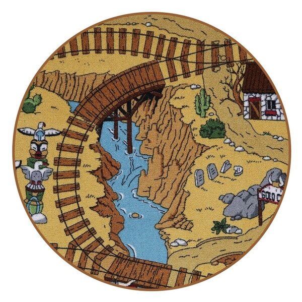 AladinWorld Expres, Dětský kusový koberec Western kruh, 200x200 (průměr) kruh, vícebarevná, dětský pokoj