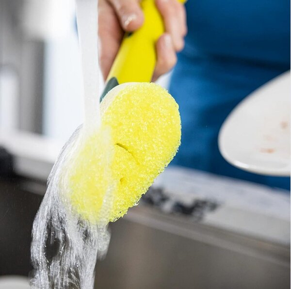 SRUB DADDY Houbička na nádobí s rukojetí a dávkovačem jaru SCRUB DISH DADDY