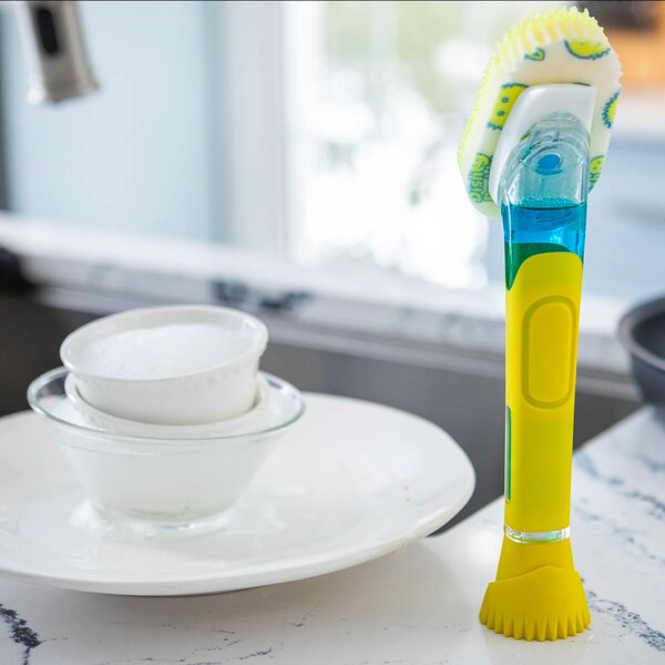 SRUB DADDY Houbička na nádobí s rukojetí a dávkovačem jaru SCRUB DISH DADDY