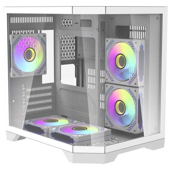 DarkFlash Počítačová skříň Darflash FT350 + 5 ventilátorů aRGB (bílá)