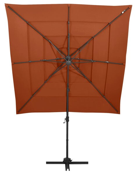 4stupňový zahradní slunečník hliníková tyč terakota 250x250 cm