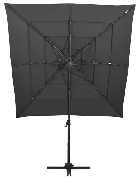 4stupňový zahradní slunečník hliníková tyč antracit 250x250 cm
