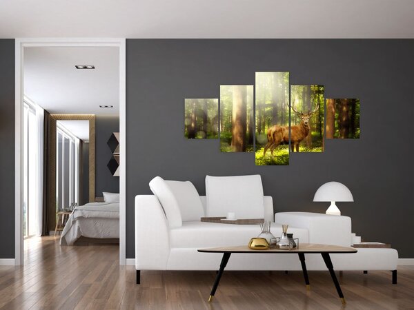 Obraz jelena v lese (125x70 cm)