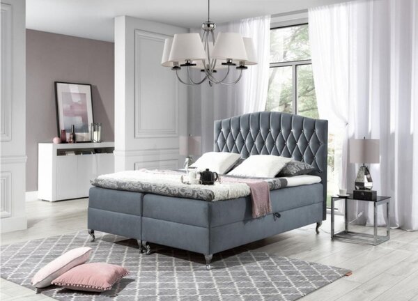 Elegantní postel 160x200 PEGGY - šedá + topper ZDARMA