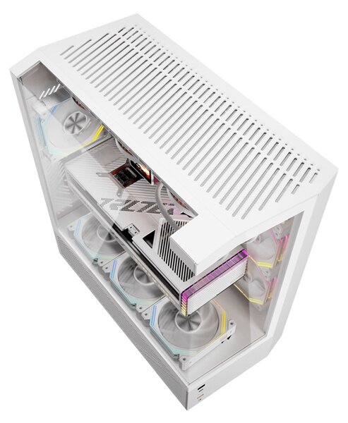 Počítačová skříň Darkflash DY460 (bílá) + 4 ventilátory ARGB