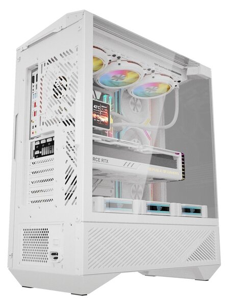 Počítačová skříň Darkflash DY460 (bílá) + 4 ventilátory ARGB