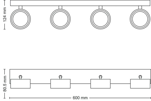 Bracia bodové svítidlo LED 22W 2200lm 2700K 60cm IP20, bílé