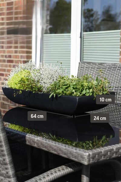 Miska na květiny ZOEY, sklolaminát, šířka 64 cm, antracit