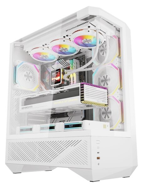 Počítačová skříň Darkflash DY460 (bílá) + 4 ventilátory ARGB
