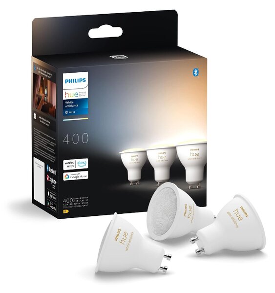 Hue WA sada 3x žárovka LED GU10 4,2W 400lm 2200-6500K CRI80 IP20