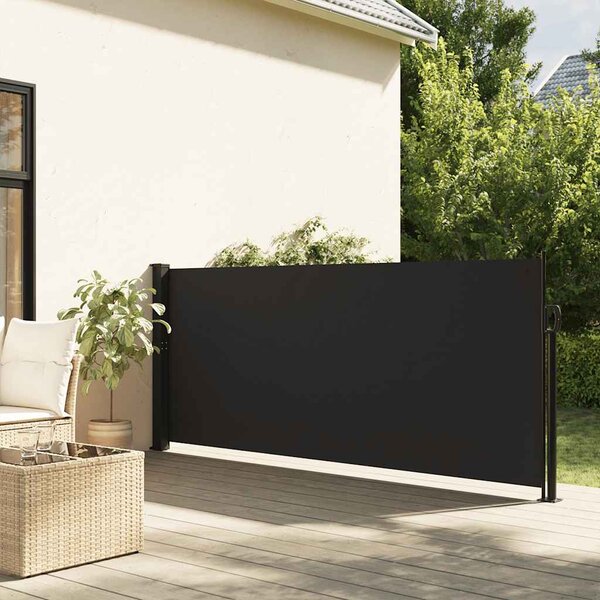 Zatahovací boční markýza černá 140 x 500 cm