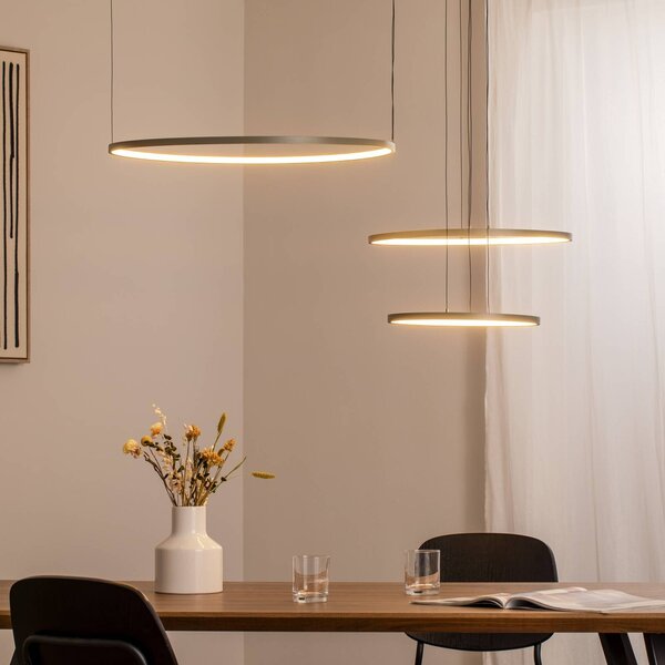 Nowodvorski Lighting Závěsné světlo LED CIRCOLO, olivově zelené, Ø 30/45/60 cm, 3 žárovky, Zelená, Obývací pokoj / jídelna, Hliník, Moderní