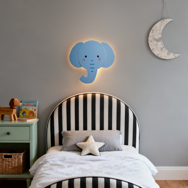 Dětské nástěnné svítidlo modré vč. LED 3-stupňové stmívatelné - Ellie the Elephant