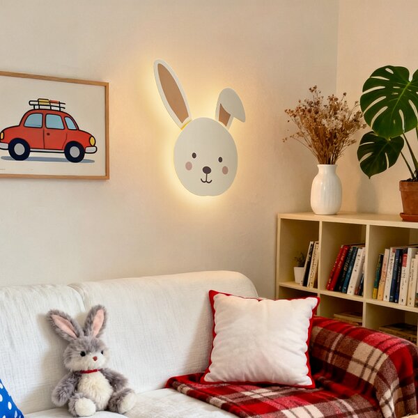 Dětské nástěnné svítidlo béžové s detaily vč. LED s 3-stupňovým stmíváním - Benny the Bunny