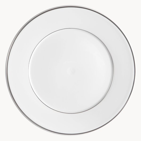 Sada ručně vyrobených mělkých talířů z porcelánu's ručně malovaným platinovým okrajem Vitruv, 2 díly