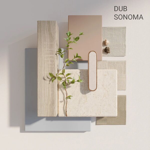 Akustický panel, podklad MDF deska, široká lamela, dub Sonoma, 30x275 cm