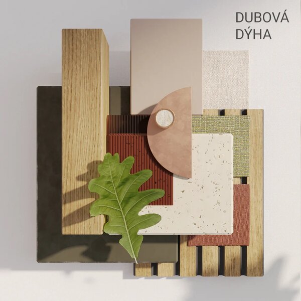 Akustický panel čtvercový, dubová dýha, černý filc, 60x60 cm