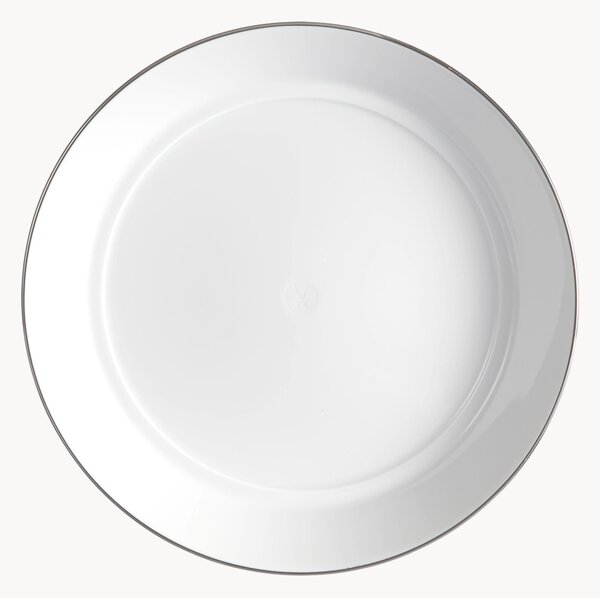 Sada ručně vyrobených talířů na těstoviny z porcelánu's ručně malovaným platinovým okrajem Vitruv, 2 díly