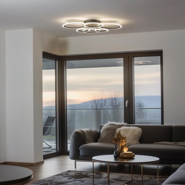 Brilagi-LED Stmívatelný přisazený lustr ORBITS LED/85W/230V 3000-6500K antr + DO