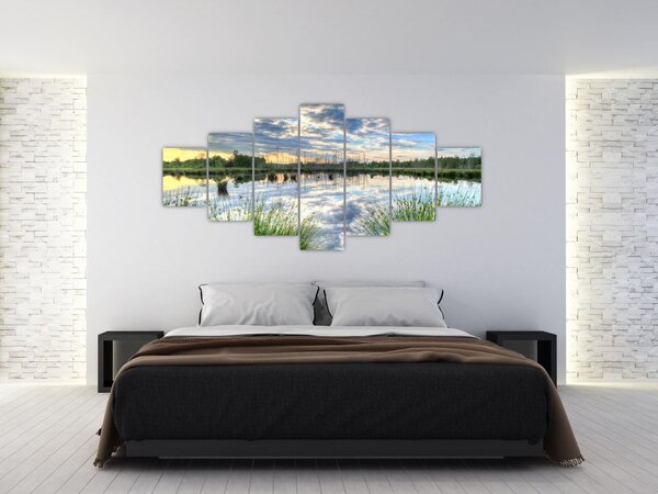 Obraz jezera s rákosím (210x100 cm)