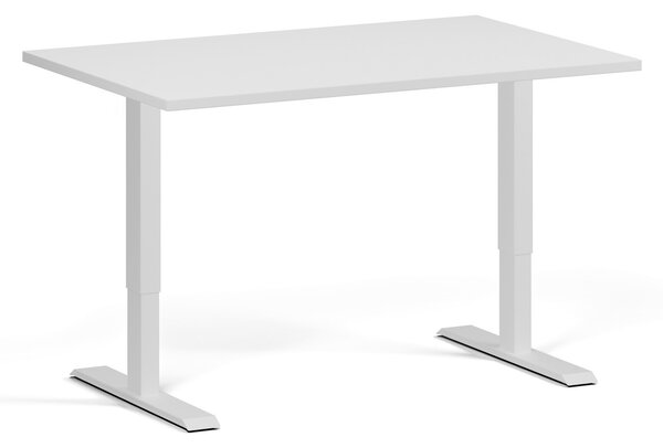 Výškově nastavitelný stůl, 120x80 cm, 1 motor, bílá podnož, bílá
