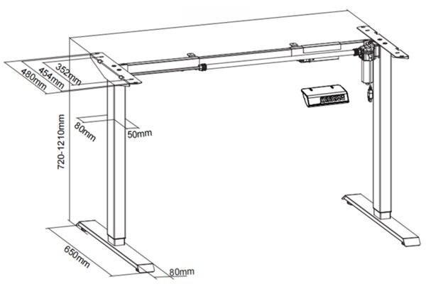 Výškově nastavitelný stůl, 1 motor, 745 - 1235 mm, deska 1600 x 800 mm, černá podnož, bříza