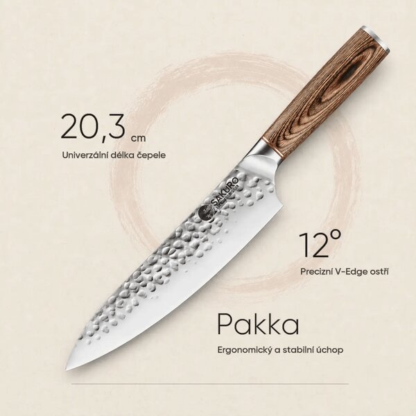 Šéfkuchařský nůž z německé oceli SaKuRo Pakka-B 20,3 cm