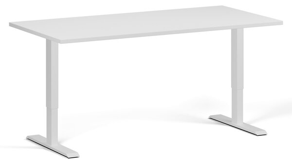 Výškově nastavitelný stůl, 160x80 cm, 1 motor, bílá podnož, bílá