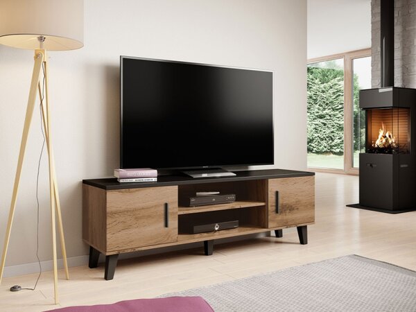 TV stolek 160 cm OLINA - dub wotan / černý