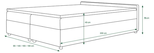 HezkýNábytek.cz Manželská postel Boxspring 140 cm Ceren (vzor + tmavě hnědá) (s matrací a úložným prostorem). 1046412
