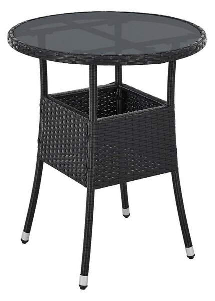 Juskys Ratanový kulatý stůl Yoro Ø60 cm - černý