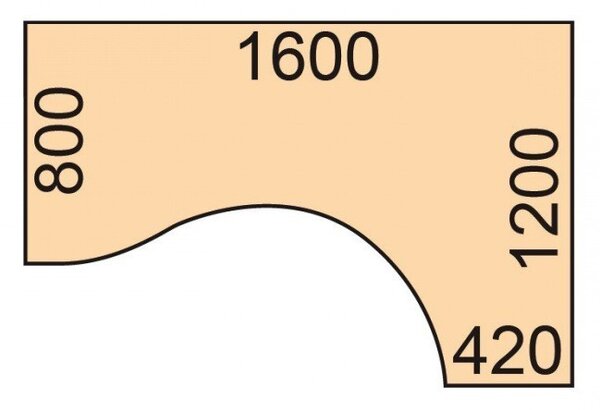Ergonomický výškově nastavitelný stůl, 160x120 cm, 1 motor, L/P, bílá podnož, třešeň