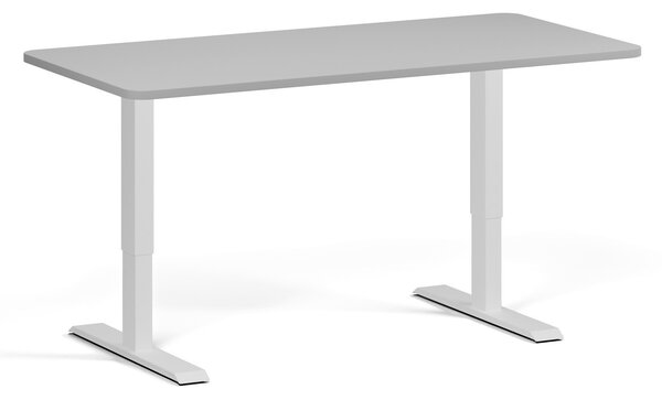 Polohovací stůl se zaoblenými rohy, 160x80 cm, 1 motor, bílá podnož, šedá